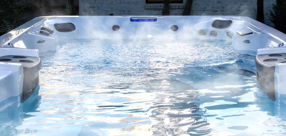 Steam coming off the water on a swim spa.