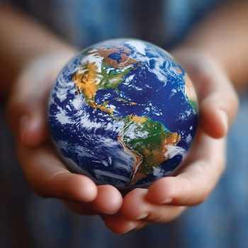 Hands holding the planet Earth.